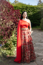 Duchess satin shoulder drape top