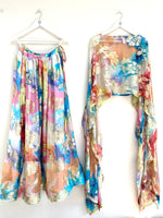 Rainbow split jacquard lehenga skirt