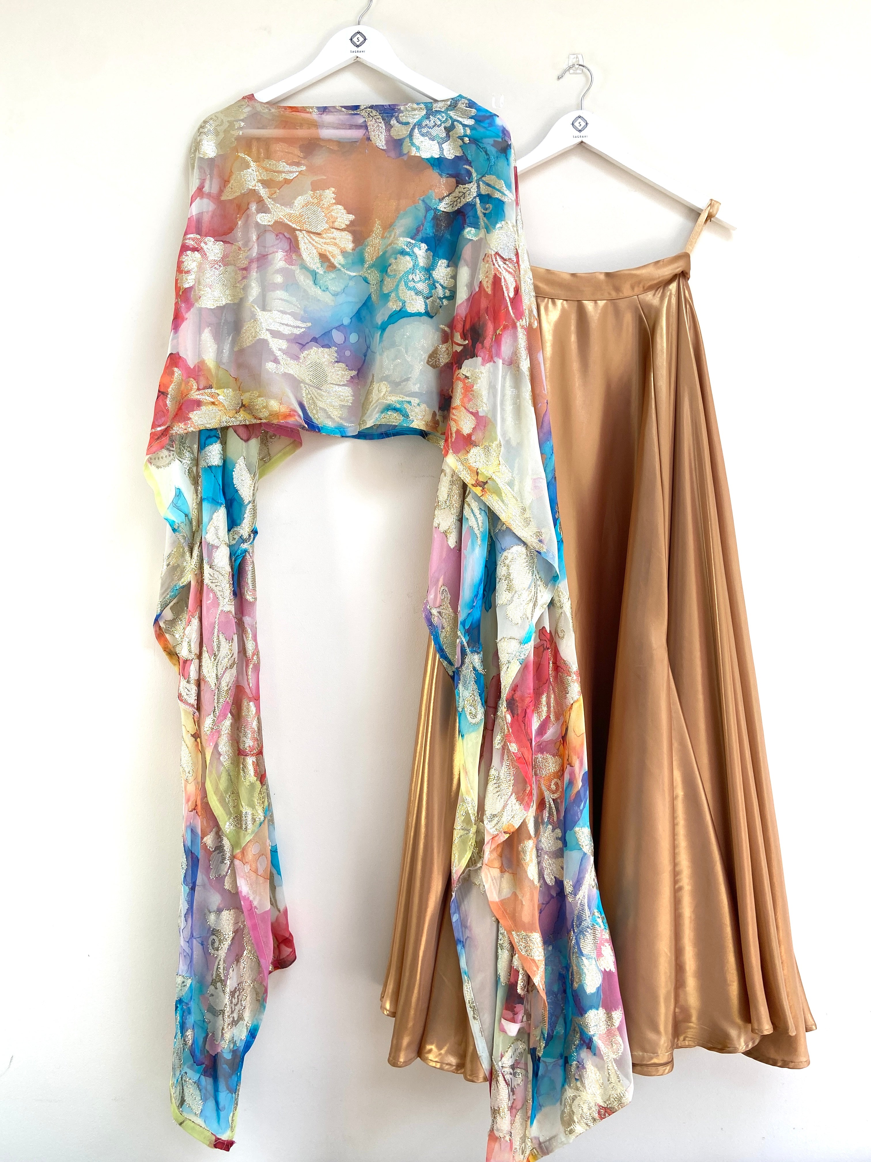 Liquid gold godet lehenga skirt