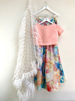 Rainbow split jacquard lehenga skirt
