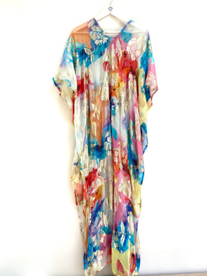 Rainbow jacquard chunni kaftan