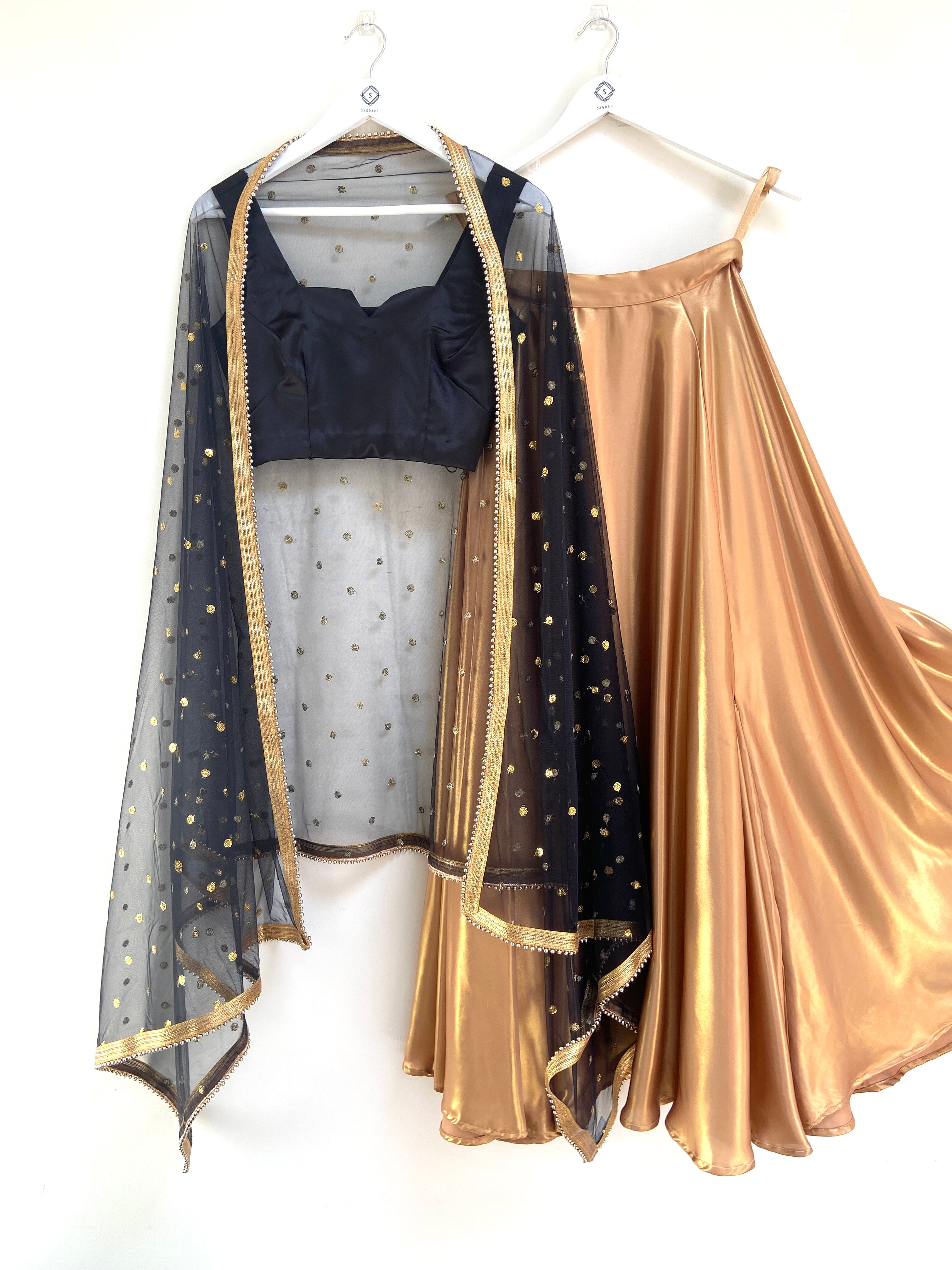Liquid gold godet lehenga skirt