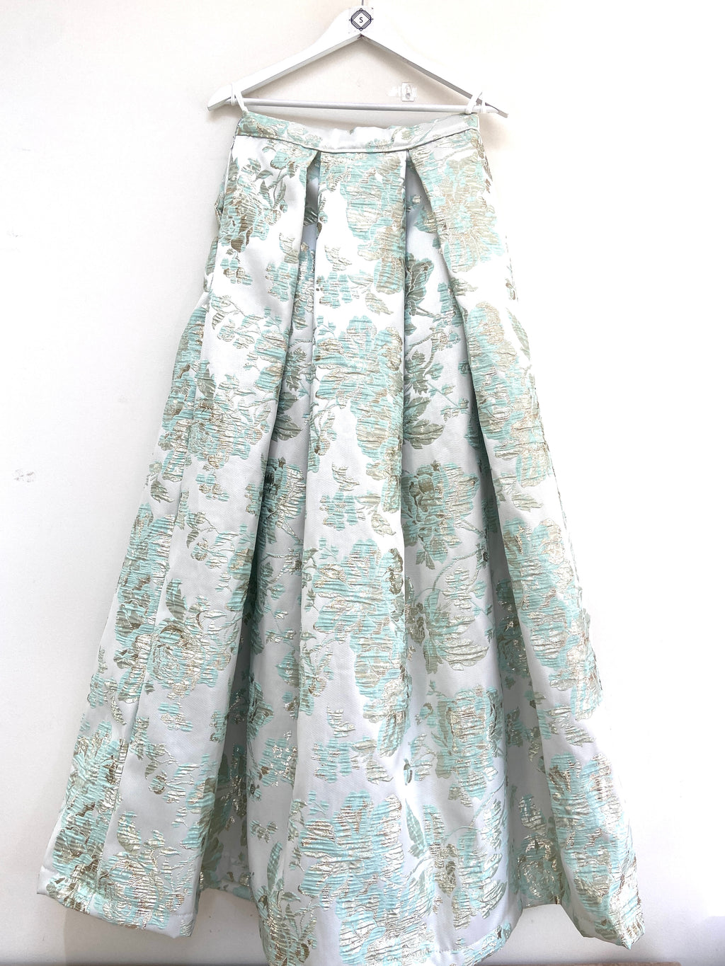 Mint green brocade lehenga skirt
