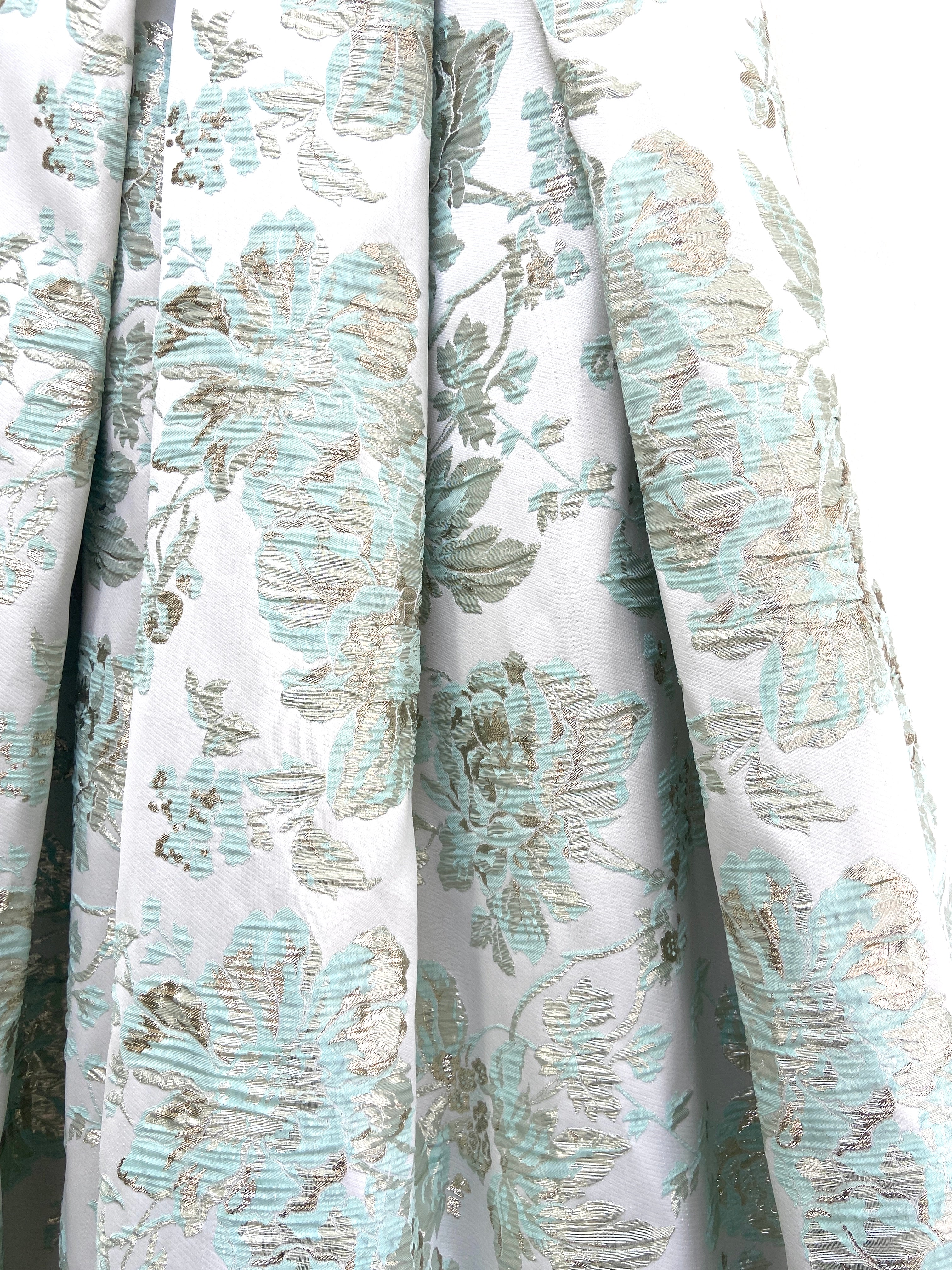Mint green brocade lehenga skirt
