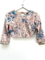 Champagne gold floral backless crop top