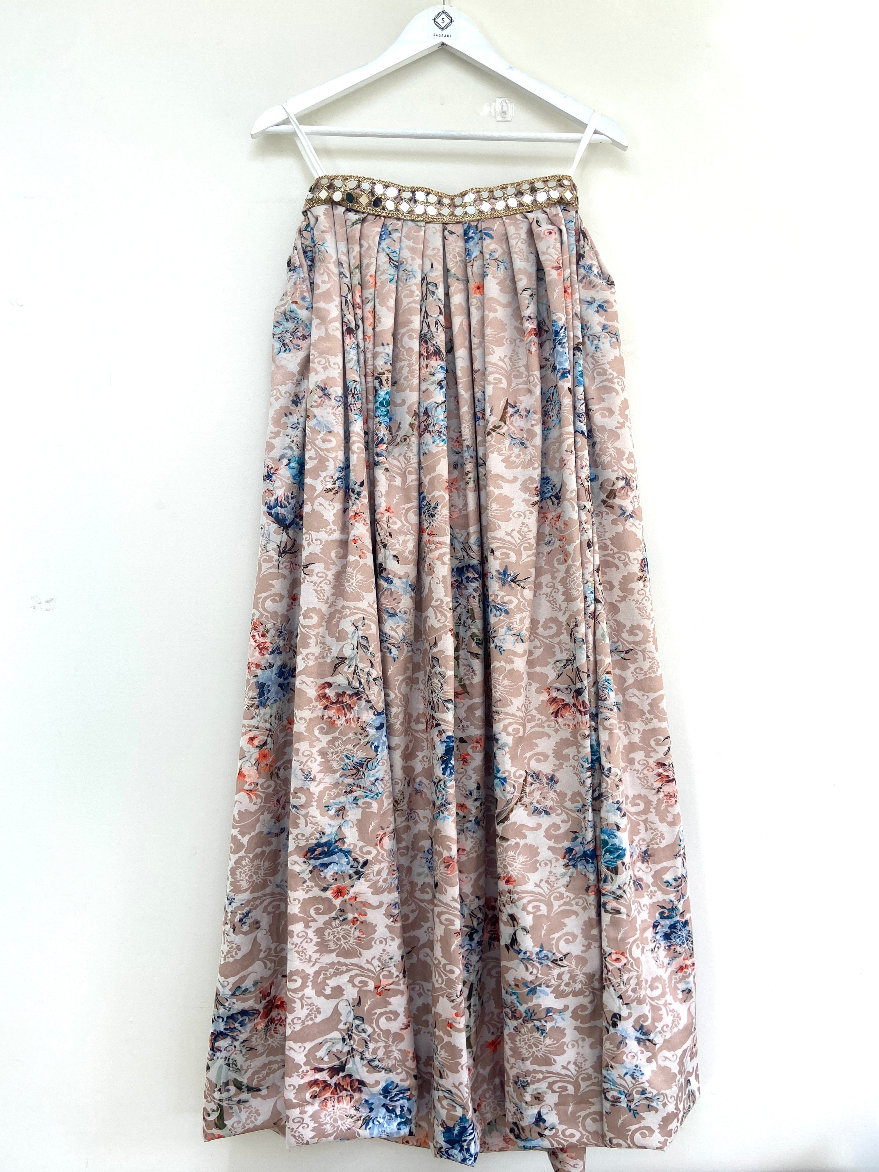 Champagne gold floral lehenga skirt