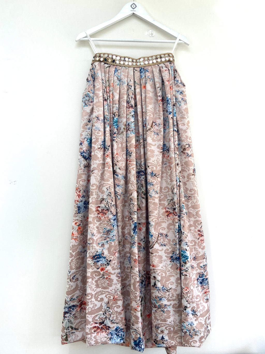 Champagne gold floral lehenga skirt