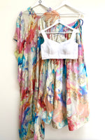Rainbow split skirt with top combinations