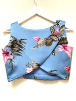 Blue floral Cross Over Top