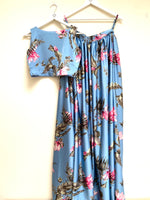 Blue floral Cross Over Top