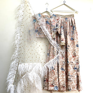 Floral jacquard lehenga set with choice of dupatta
