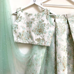 Green Floral brocade lehenga set with choice of dupatta