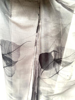 Grey and black pre-pleated organza sari