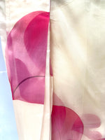 Ivory and cerise pre-pleated organza sari