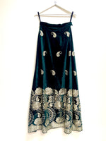 Ambi emerald green velvet lehenga skirt