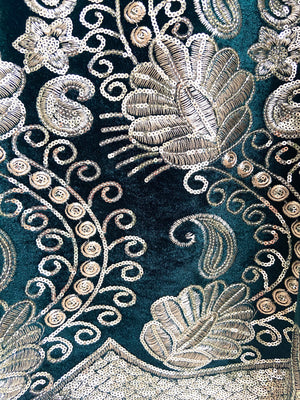 Ambi emerald green velvet lehenga skirt