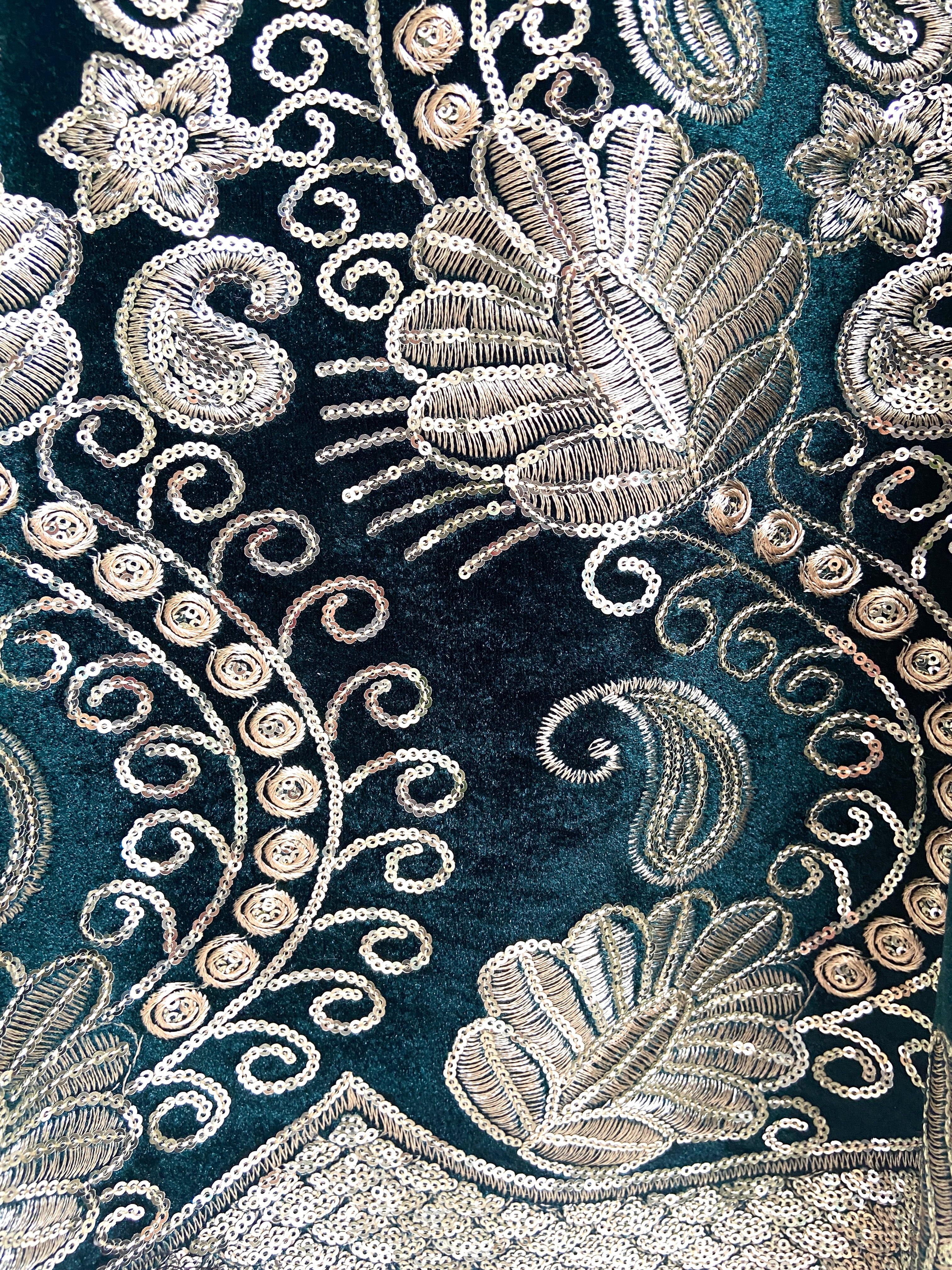 Luxury emerald green velvet shawl