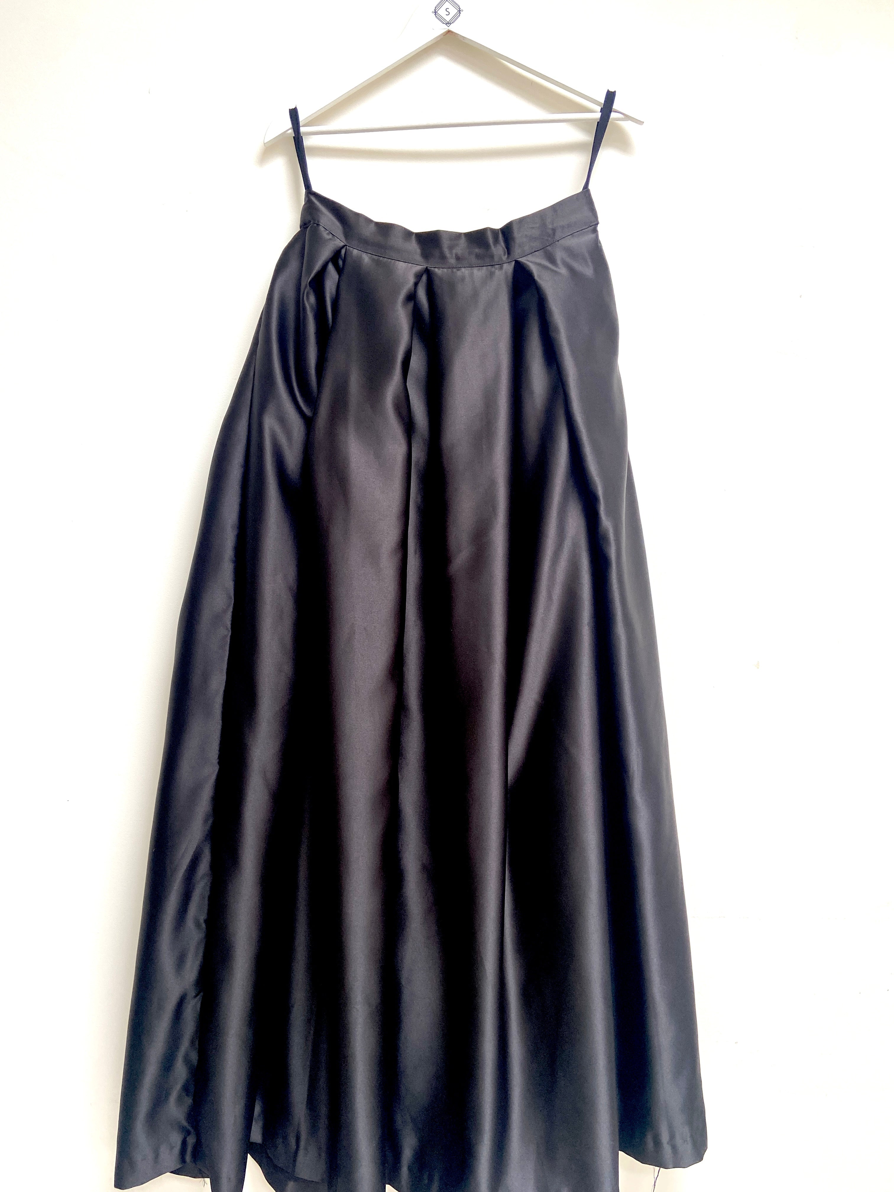 Crimson duchess satin midi lehenga skirt
