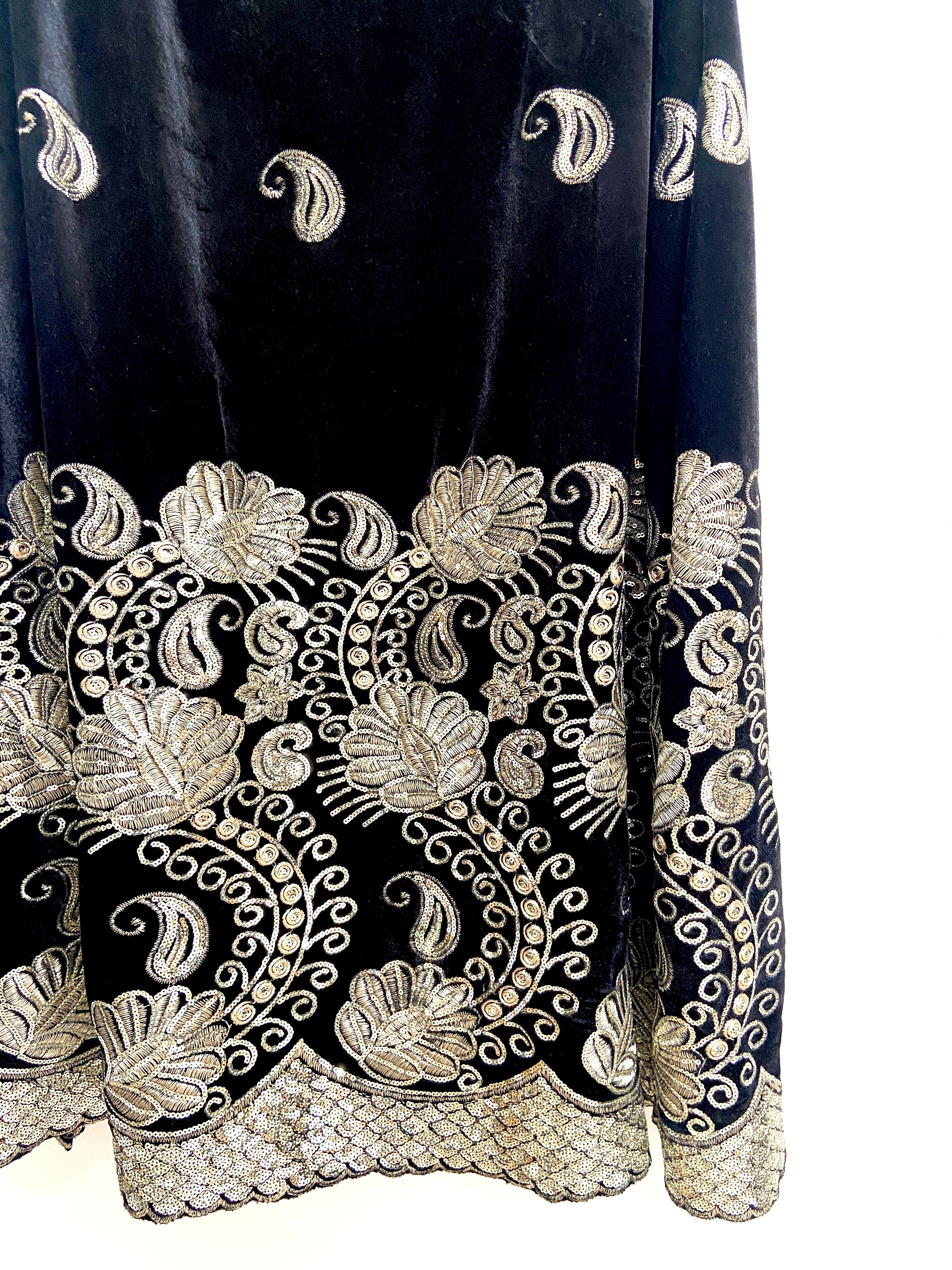 Ambi embroidered black velvet lehenga skirt