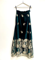 Ambi green velvet skirt and shawl set