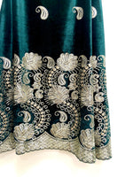 Ambi emerald green velvet lehenga skirt
