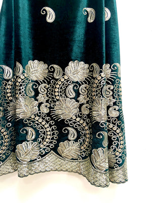 Ambi emerald green velvet lehenga skirt