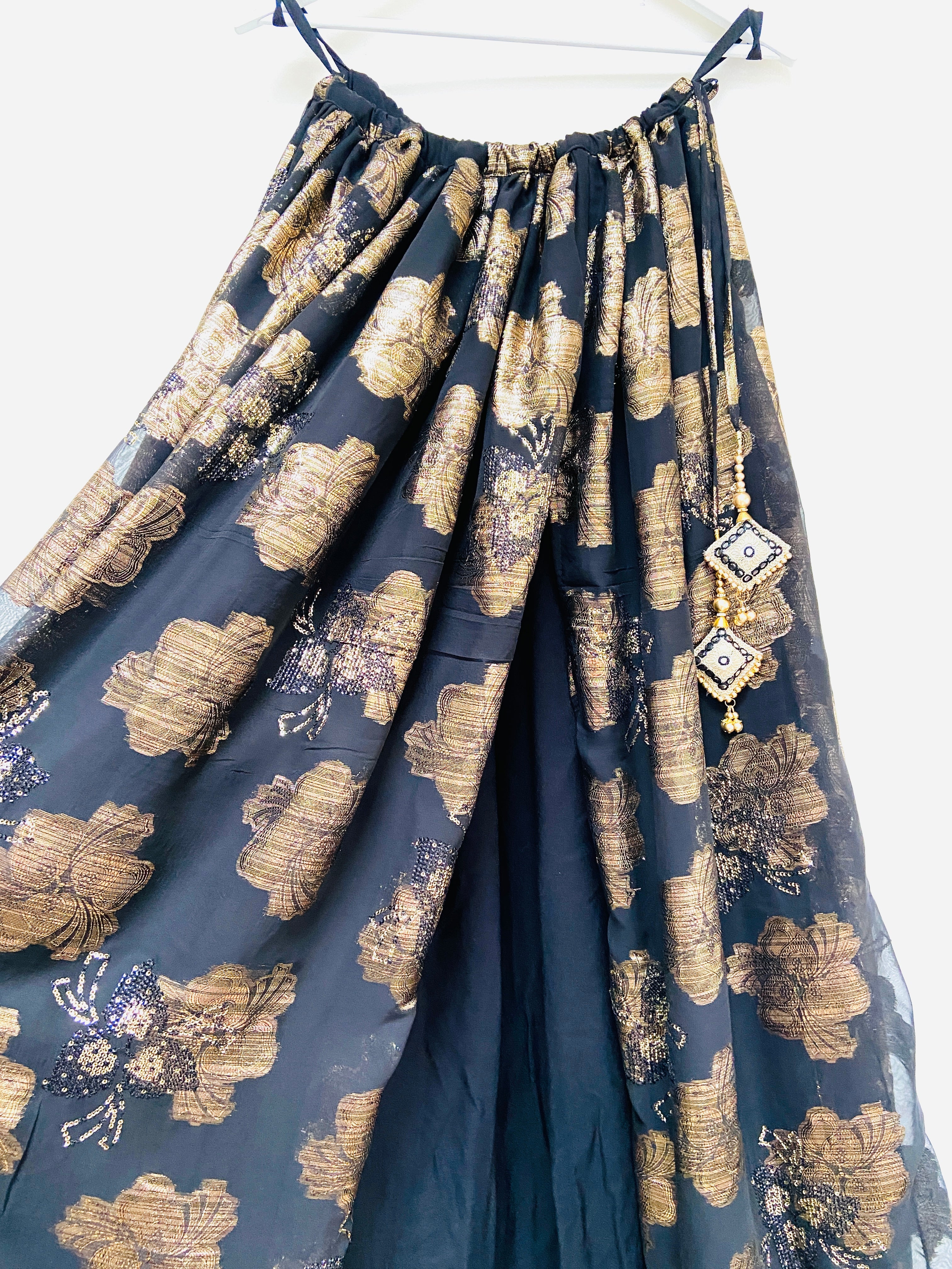 Black and Gold sequin detail lehenga skirt
