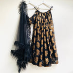 Black and gold sequin detail lehenga set