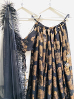 Black and gold sequin detail lehenga set