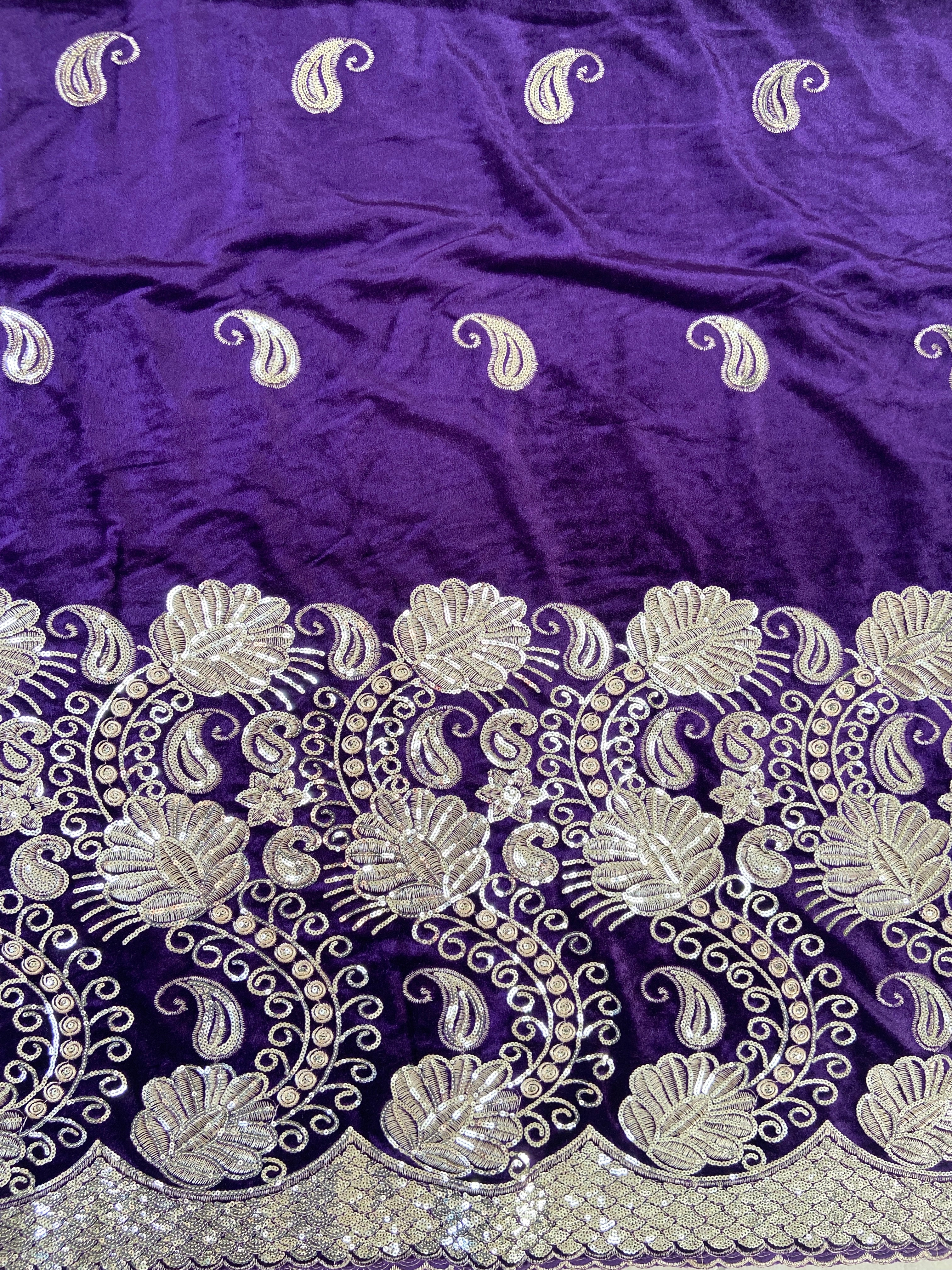 Ambi purple and gold velvet lehenga set