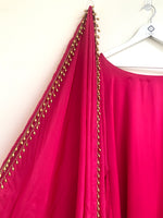 Kaftan, Trouser, Dupatta set - Pink Garnet