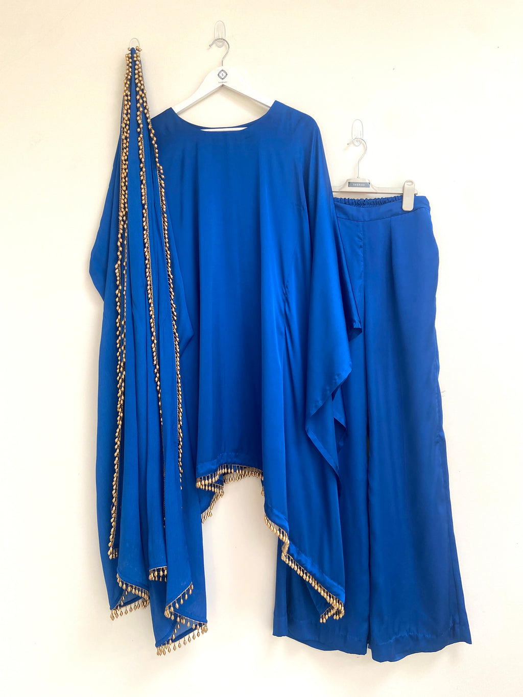 Kaftan, Trouser, Dupatta set - Luminous Blue