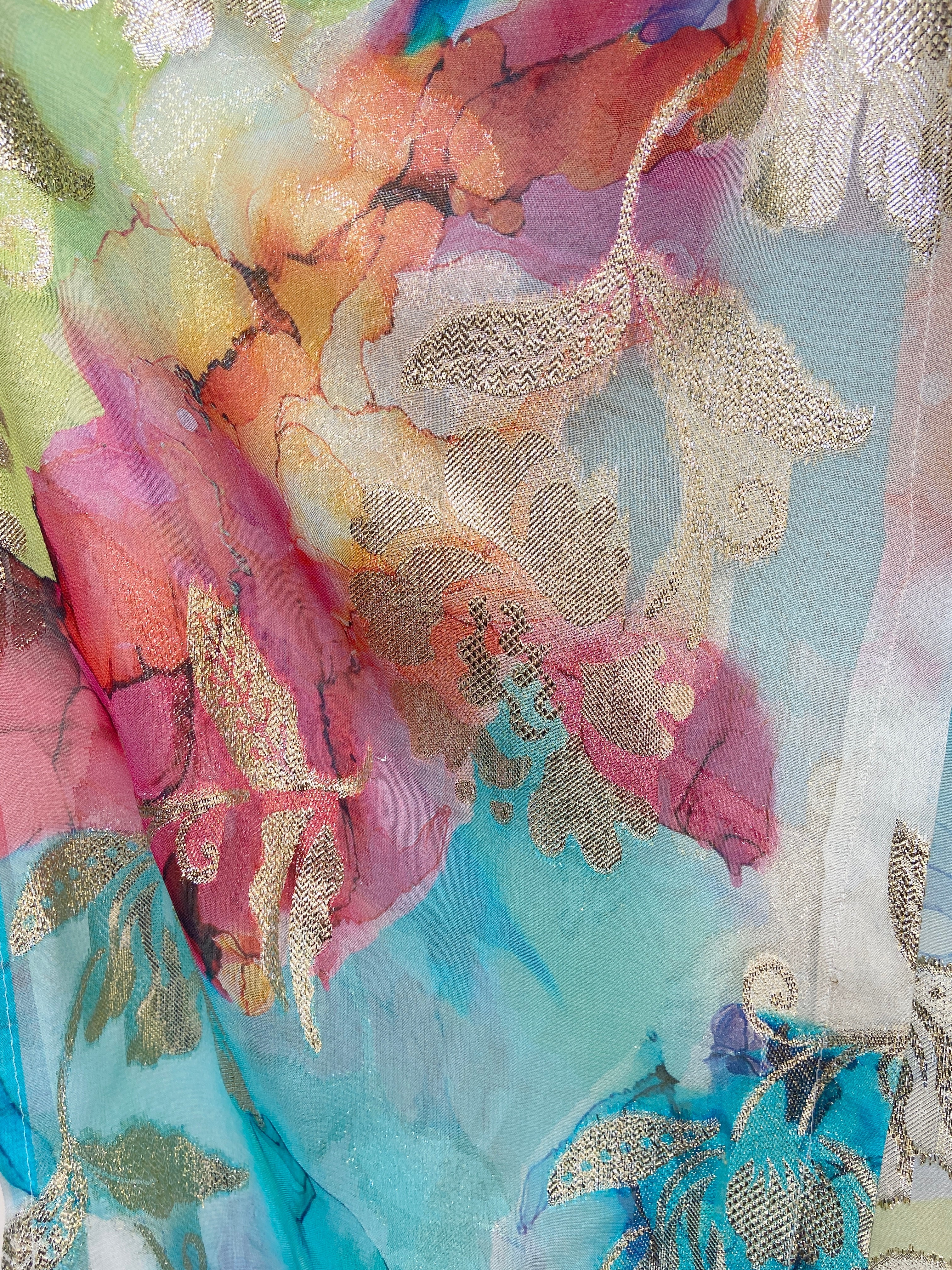 Rainbow jacquard chunni kaftan