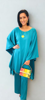 Kaftan, Trouser, Dupatta set - Elegant Emerald