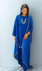 Kaftan, Trouser, Dupatta set - Luminous Blue