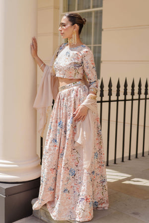 Champagne gold floral lehenga skirt