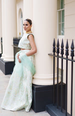 Green Floral brocade lehenga set with choice of dupatta