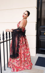 Ambi red lehenga skirt and bralette with choice of dupatta