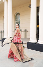 Ambi red lehenga skirt and bralette with choice of dupatta