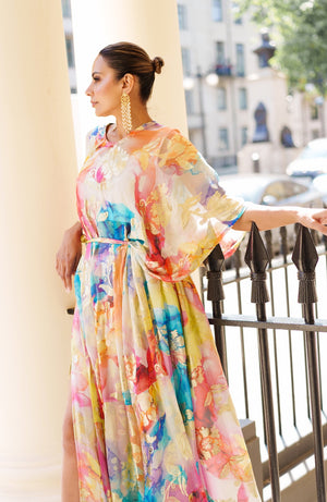 Rainbow split skirt with top combinations