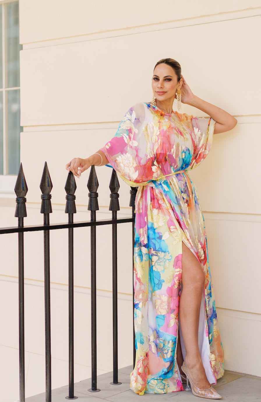 Rainbow split jacquard lehenga skirt