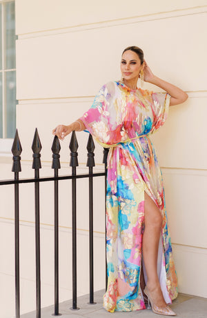 Rainbow split jacquard lehenga skirt