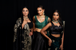Ambi emerald green velvet lehenga skirt