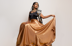 Liquid gold godet lehenga skirt