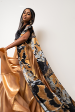 Silk marble black and gold dupatta