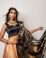 Silk marble black and gold dupatta
