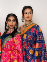Silk jacquard bandhej mirror dupatta - Blue