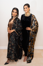 Silk marble black and gold dupatta