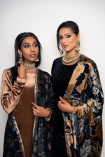Silk marble black and gold dupatta