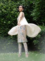 Gold floral jacquard trouser suit